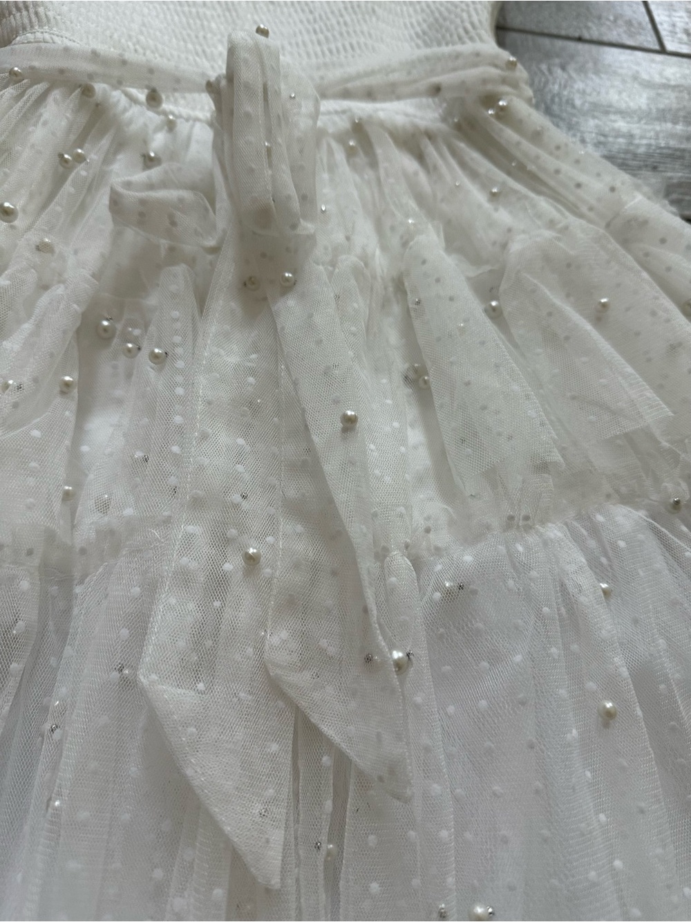 Francesca’s Limelight White Tulle Pearl Mini Dress Small NWT Bridal Shower Party - Picture 5 of 6